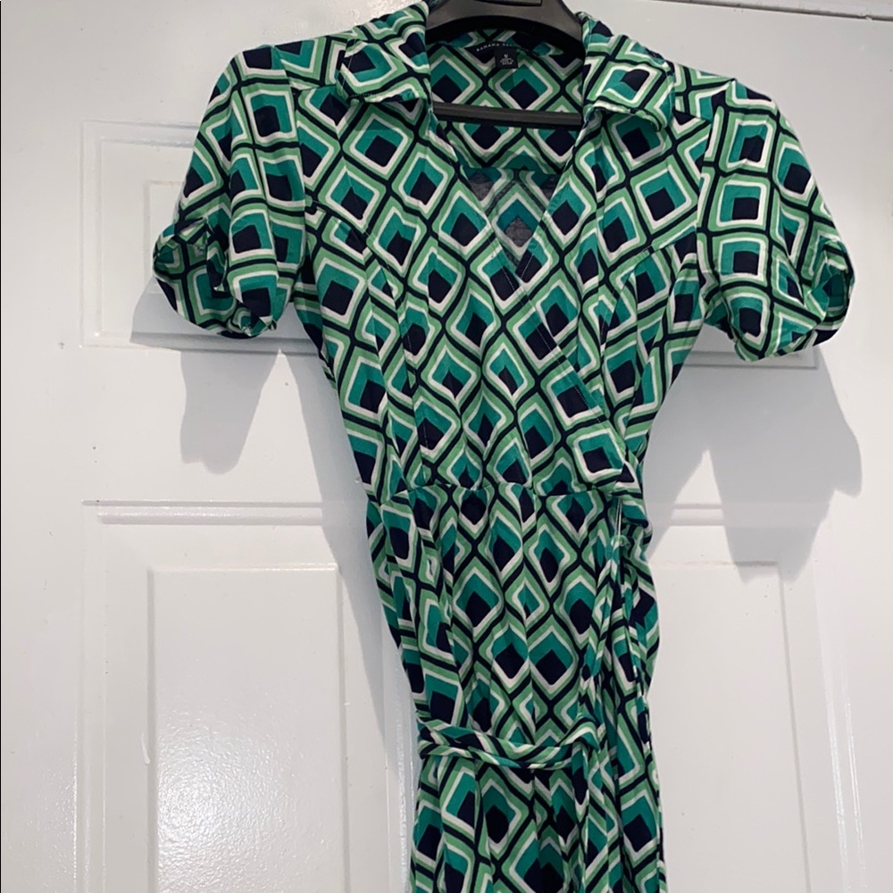 Banana Republic Silk Blend Geometric Print Wrap Dress - Picture 4 of 5